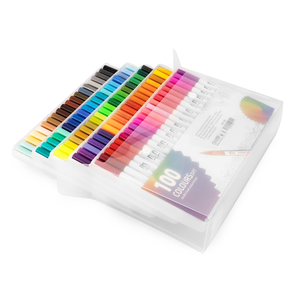 Kit Canetinhas Ponta Dupla 100 Cores