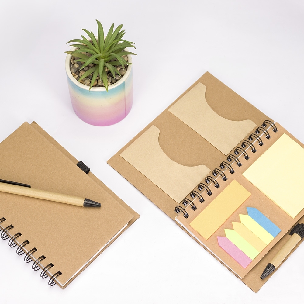 Caderno Ecológico com Autoadesivos e Caneta