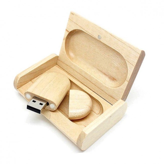 Kit Pen Drive Eco Oval de Madeira 8GB