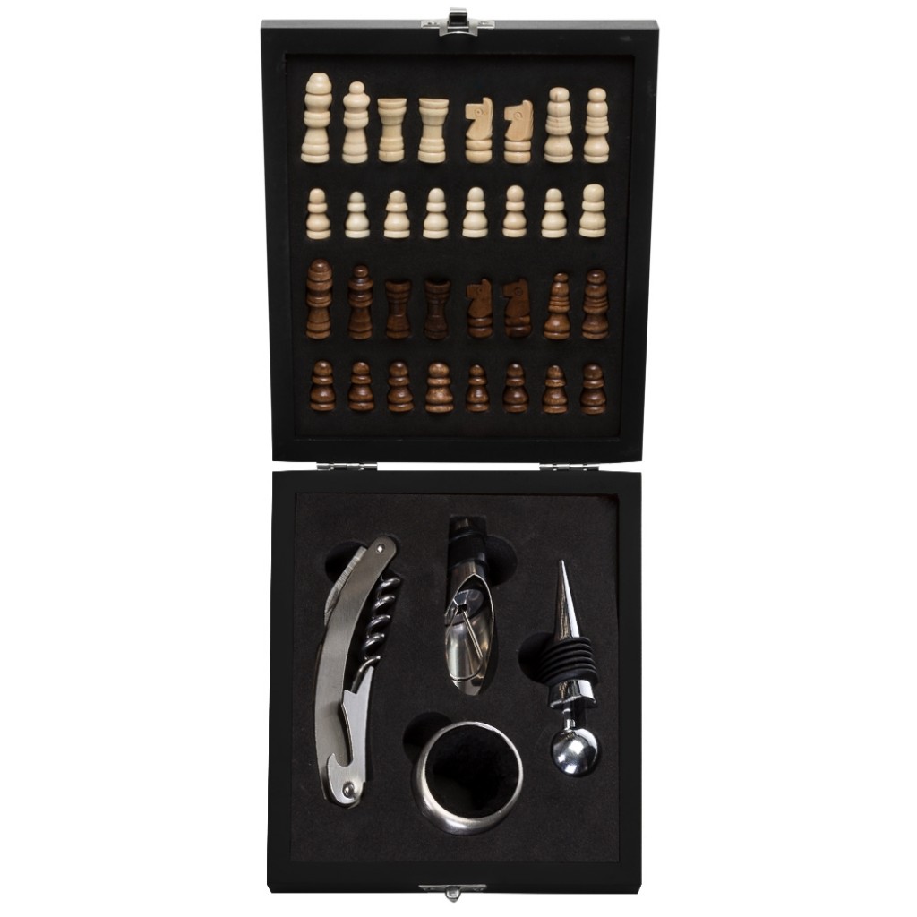 Kit Acessório p/ Vinho Xadrez 4 peças