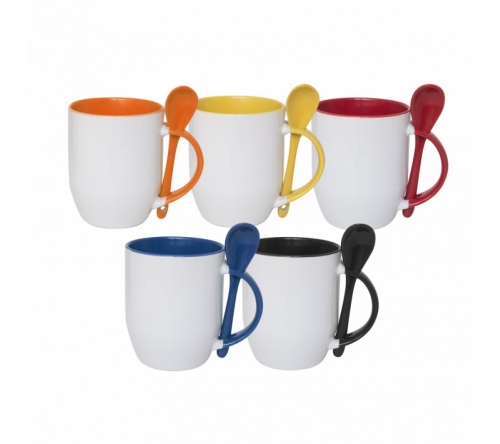 Caneca Com Colher Bicolor 325 ml